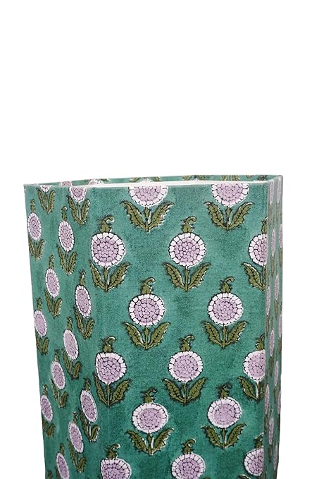 Generic 3.3 Gallon Cotton Hand Block Printed Paper Waste Basket |Small Decorative Trash Can for Housewarming Gifts in Living Room Bedroom Bathroom | Eco-Friendly Plastic-Free (1 GREEN)