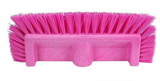 SPARTA 40422EC26 Floor Scrub Brush Head Multi-Level Dual Surface Plastic Block with Side Bristles Crimped Polyester Threaded Handle Hole Ideal for Wide and Tight Spaces BPA Free 12 Inches Pink