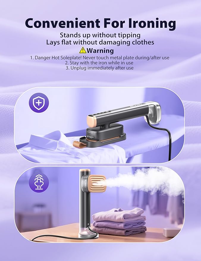 Sundu Steamer for Clothes15s Fast Heat-up Handheld Garment Steamer35mins Runtime &amp 180ml Large Tank25g/min SteamCeramic PanelStands on DeskWrinkle Remover for Travel Home Office(Blue)