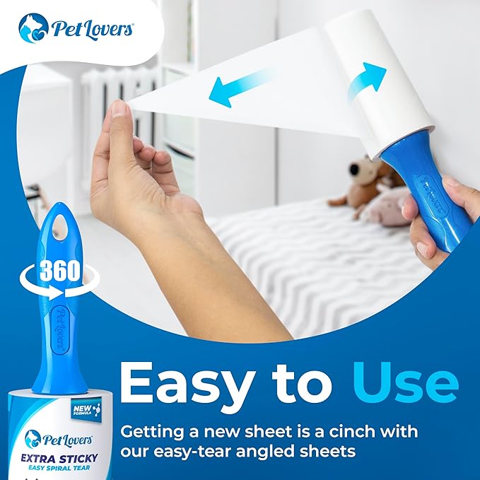 PetLovers Extra Sticky Lint Roller Mega Value Set 1000 Sheets for Pet Hair Removal Dog and Cat Lint Remover 10 Pack