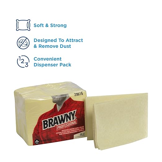 Georgia-Pacific Brawny Yellow 1/8 Fold Disposable Dusting Cloth by GP PRO 24 Length x 17 Width 29616 (Case of 4 Packs 50 Cloths per Pack)
