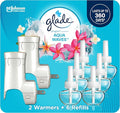 Glade PlugIns Refills Air Freshener Starter Kit Scented and Essential Oils for Home and Bathroom Aqua Waves 4.02 Fl Oz 2 Warmers + 6 Refills