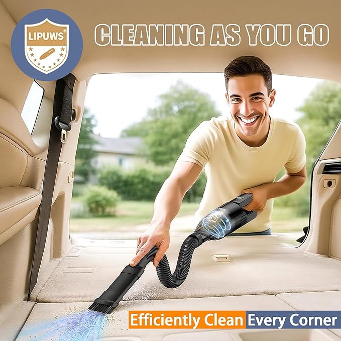 Handheld Car Vacuum Portable Cordless Dust Buster Rechargeable High Power Suction Mini Hand Held Vacuum Cleaner with Washable HEPA Filter Multi-Nozzles Lightweight Hand Vacuum for Car Home Office