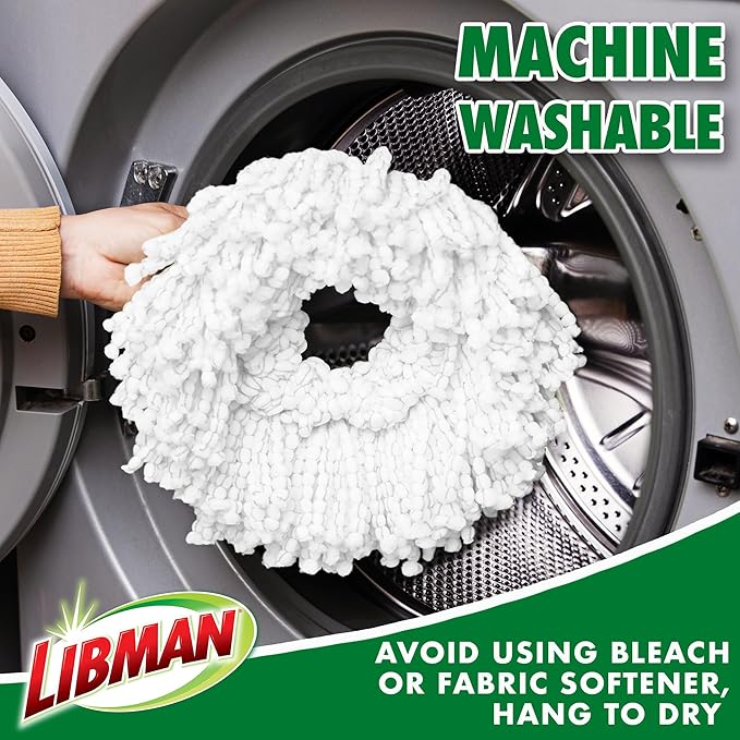 Libman Tornado Spin Mop System with 2 Refill Heads Microfiber Spinning Mop and Bucket with Wringer Set for Home Floor Cleaning of Hard-Wood Laminate Tile All Surface Cleaner 3 Total Mop Heads