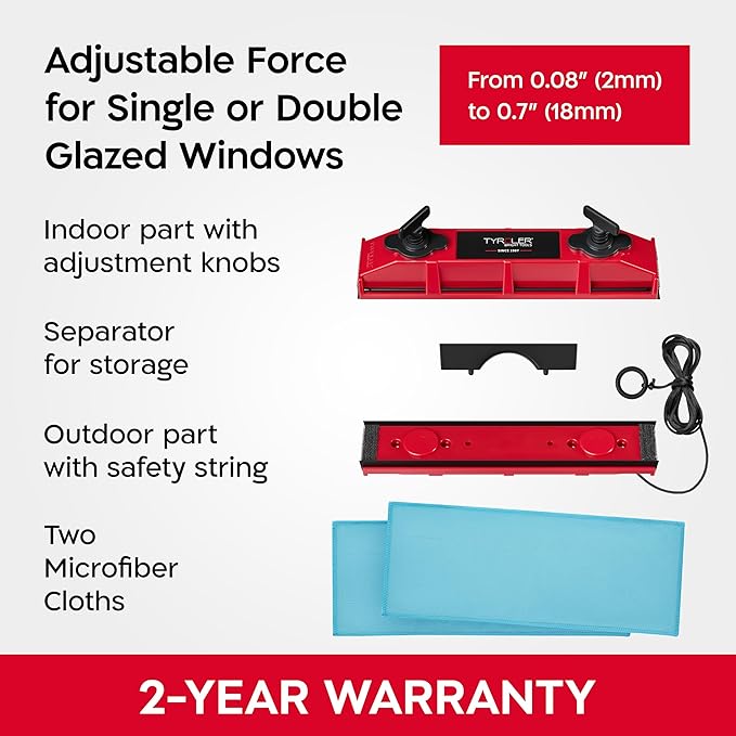 Tyroler Outside Magnetic Window Cleaner Tool | The Glider D-2 AFC Double-Sided Window Cleaners Tool Fits Windows 0.1-0.7 Thick | Magnet Window Cleaner | Magnetic Glass Cleaner | Limpiador magnetico