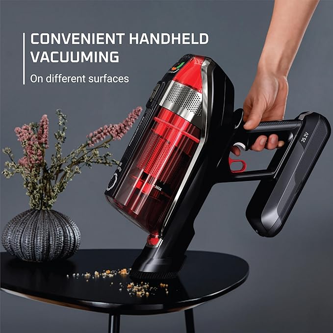 Rowenta Cordless Vacuum Cleaner X-Force Flex 12.60 Vacuum 30.4 Oz XL Dust Container Flex technology Automatic Floor Detection 45Min Run Time 3Hr Charging Time For Pet 150 Air Watts Red