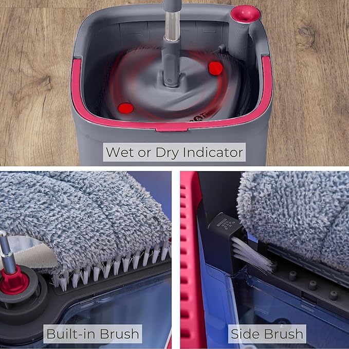 Square Spin &amp Bucket Smart Floor Mop with Separate Compartments for Clean and Dirty Water Self Cleaning (Mop Bucket with Squeegee Sweeper)