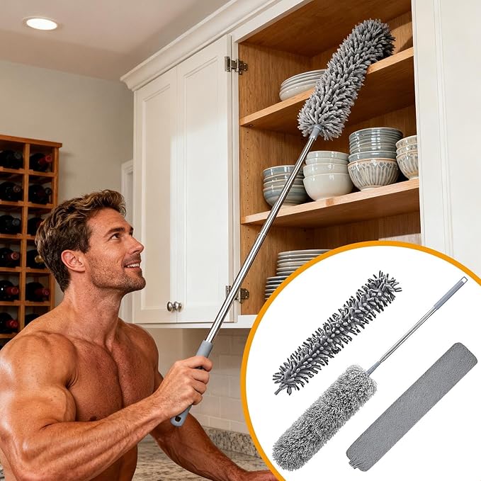 Retractable Duster Extendable &amp Flexible Cleaning Tool 46x10x9cm Microfiber Mop Household Dust Collector Lightweight and Easy to Maneuver with A Comfortable Grip Handle for Home