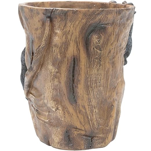 BLACK FOREST DECOR Climbing Black Bears Waste Basket – Rustic Bathroom Trash Can – 8.5 x 10