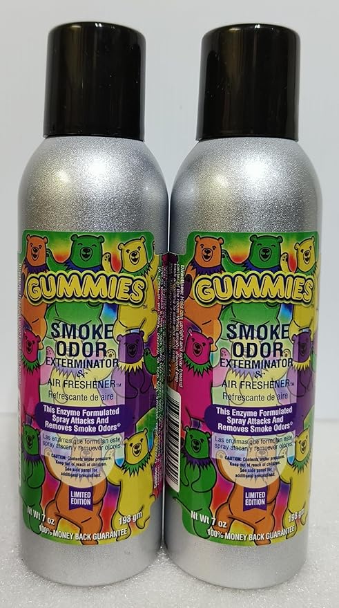 Smoke Odor Exterminator 198 gm/ 7 oz Large Spray Gummies 7oz Can 2 Pack. Assorted