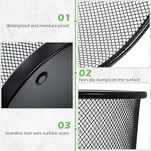 Amyhill 8 Pieces Mesh Trash Can Round Mesh Waste Basket Mesh Garbage Bin 3 Gallon 4 Gallon 6 Gallon Open Top Lightweight Bathroom Wastebasket for Office Home (Black Small)