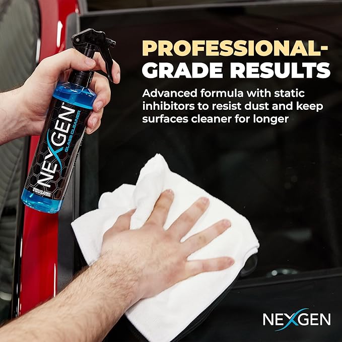 Nexgen Ultimate Glass Cleaner (16oz) - Streak-Free Shine - Removes Dirt Grease &amp Grime - Instant Car Detailing - Car Cleaning Supplies - Ideal for Auto Home &amp Office Glass Surfaces