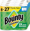 Bounty Quick-Size Paper Towels White 8 Family Triple Rolls = 27 Regular Rolls