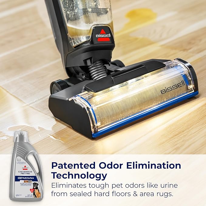 Bissell CrossWave PET PRO OXY Multi-Surface Formula 4019G 80 oz Removes Stuck-On Stains like Dirt Grease and Grime from Sealed Hard Floors and Grout Patented Odor Elimation Technology