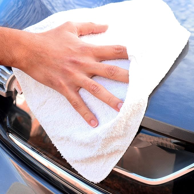 Arkwright W11 Terry Cloth Towels for Cleaning - Soft Cotton Blend Washable Multi-Purpose Bar Mop Absorbent &amp Quick Dry Box of Rags for Kitchen Auto Shop and Garage 10 lb White