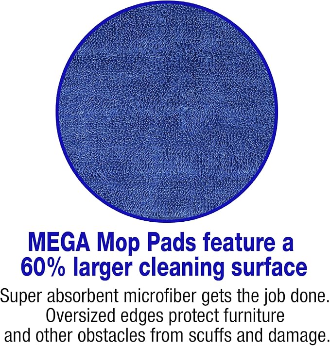 CleanAide All-Purpose Mega Microfiber Mop Pads with Hook &amp Loop Backing for Home &amp Commercial Cleaning Super Absorbent Reusable Washable Traps Dust Dirt &amp Pet Hair 18” 6-Pack Red