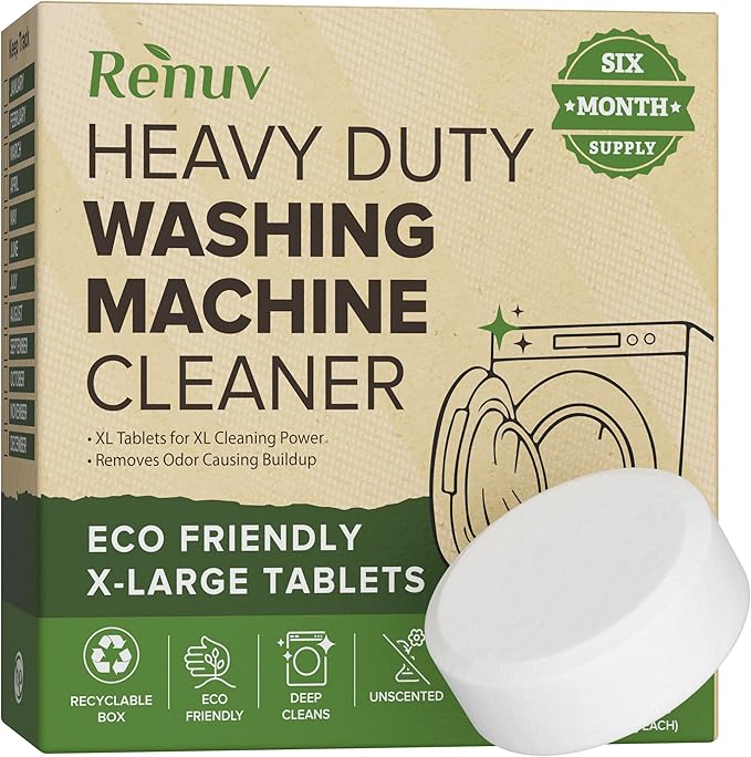Renuv® Dishwasher Cleaner + Washing Machine Cleaner Bundle - Heavy Duty Appliance Deep Cleaning Descaling and Deodorizing.