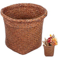 Cabilock Straw Woven Wastebasket 10.43 Inch Round Open Top Wicker Trash can Storage Bin for Bathroom Office Home Organization