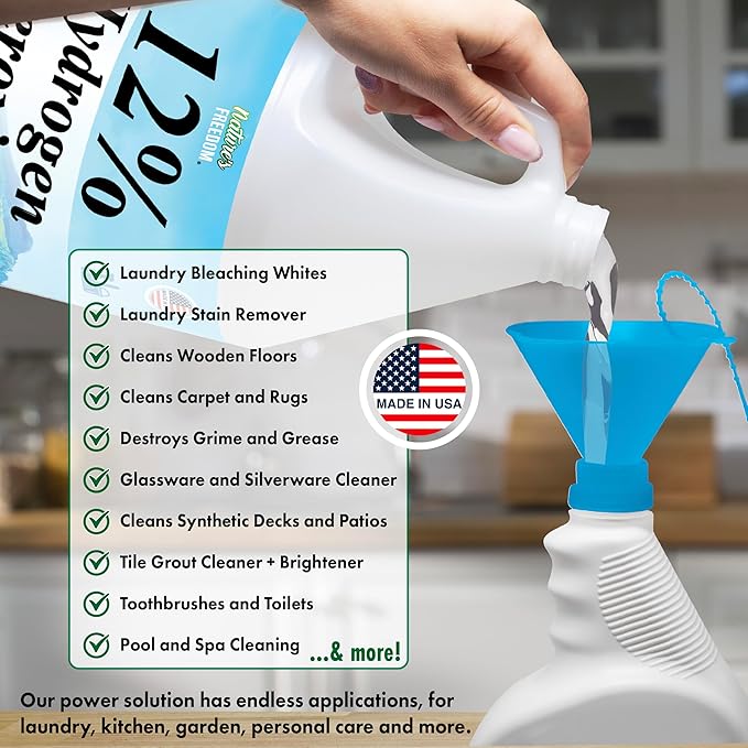Nature's Freedom 12% Hydrogen Peroxide Food Grade H2O2 and Purified Water Only 2 Gallons Solution
