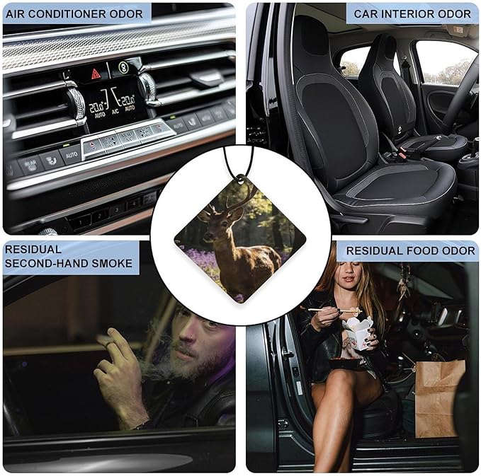 5PCS Car Air Freshener Hanging Personalized Double Sided Stag Flowers Car Fresheners Long Lasting New Cars Scents Cute Automotive Freshies for Closets Drawers (tea)