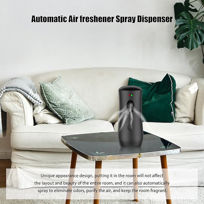 (4-Pack) Auto Air Freshener Spray Dispenser Free Stand or Wall Mounted Automatic Aerosol Aroma Machines are Widely Used in Hotels Bedrooms Airports Bathrooms Offices Commercial Places (Black 001)