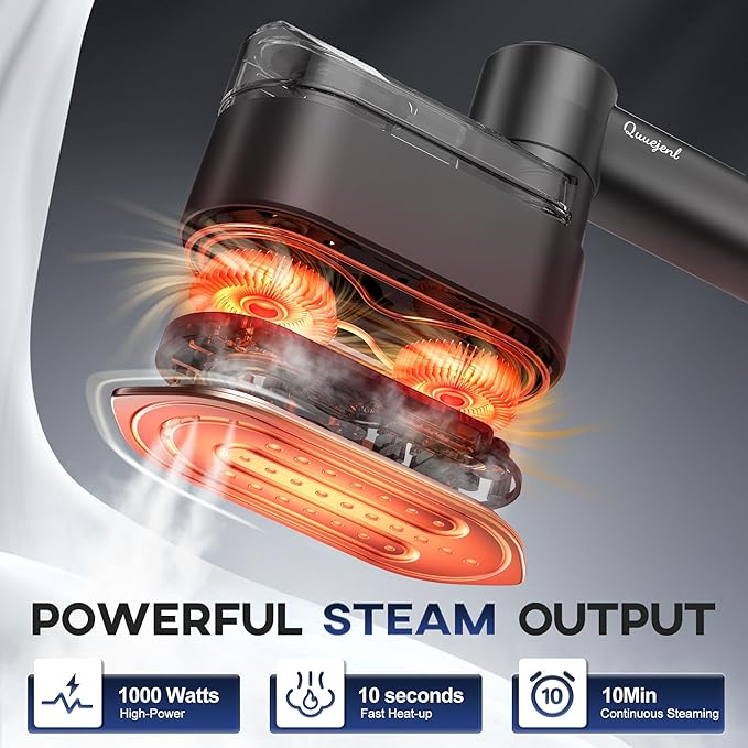 Travel Steamer for Clothes Small Iron - 1000W Portable Steamer &amp Mini Iron10s Fast Heat Handheld Mini Steamer with 8FT Cord Foldable Handle Travel College Dorm &amp Home Essentials (Grey)