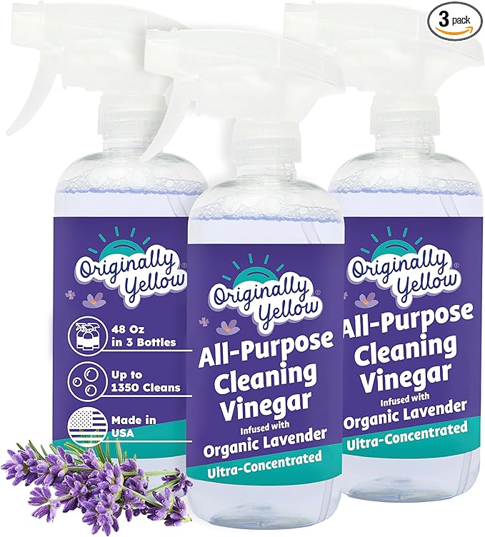 Originally Yellow Lavender distilled white vinegar for cleaning purpose Spray | Cleaning Vinegar For home | Living Room Bathroom &amp Kitchen | Plant-Derived All Purpose Cleaner Spray | 3 Pack