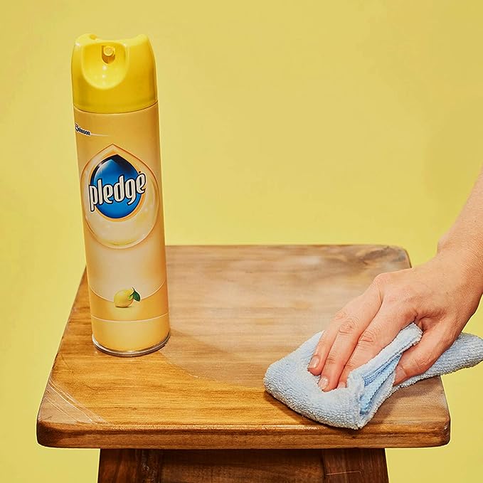 Pledge Multi-Surface Cleaner Spray and Wipes Bundle Works on Leather Granite Wood Lemon Scent (2 Count of 9.7 oz Cans and 2 Pack of 24 Wipes)