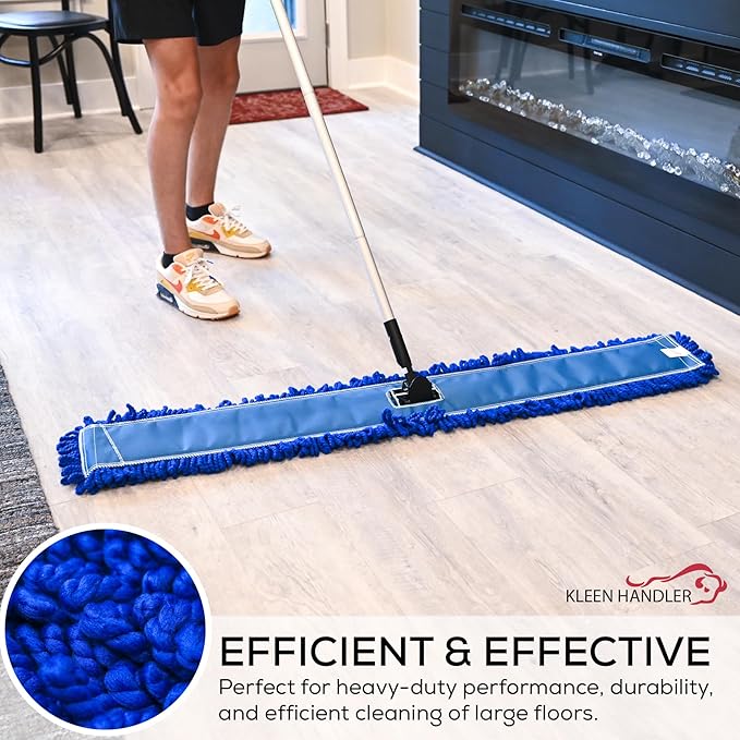 Kleen Handler 48 inch Microfiber Dust Mop | Extra Large Washable Commercial Mop Head Replacement Pack of 3