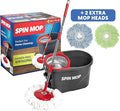 Simpli-Magic 79349 Spin Mop Cleaning System with 3 Microfiber Mop Heads Red/GRAYRed/Black