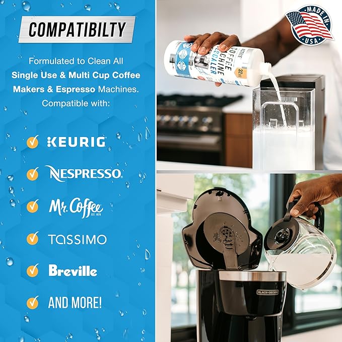 ACTIVE Coffee Machine Descaler and Disposal Cleaner Tablets - Includes 32oz Coffee Maker Cleaner and 24ct Garbage Disposal Tablets