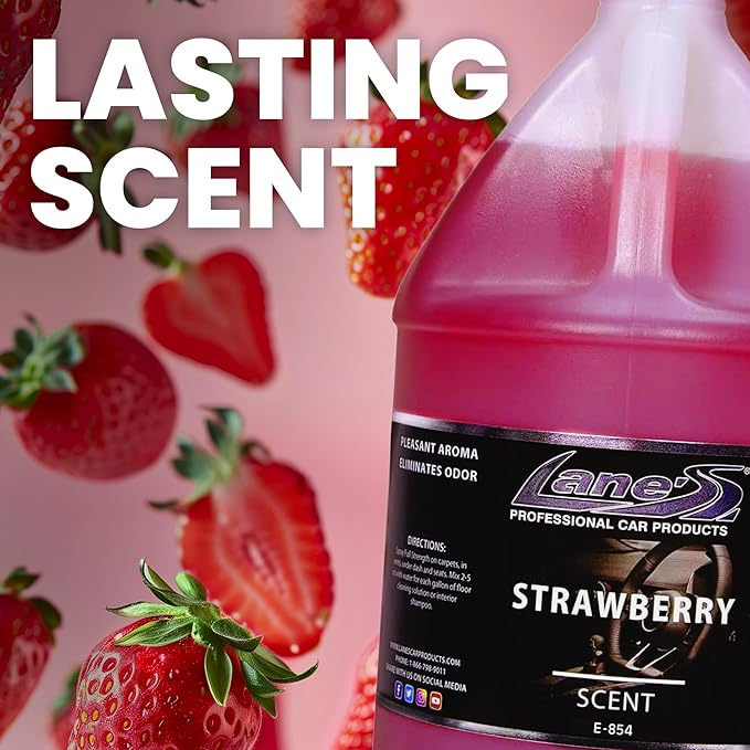 Lane's Premium Car Air Fresheners - Strawberry Scent Water Based - 128oz Eliminate Bad Odors of Pet &amp Food From Car Interior Leather Carpet Upholstery Great For Cars Trucks SUVs RVs &amp Mor