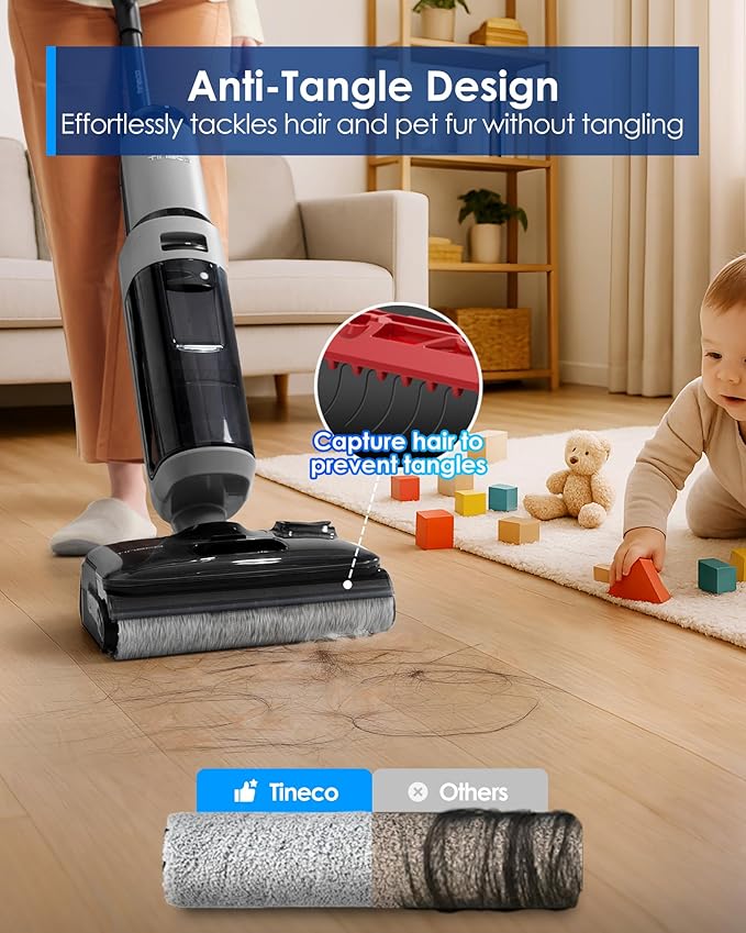 Tineco Floor ONE i5 Stretch Wet Dry Vacuum Cleaner Vacuum &amp Mop in One Step 20kpa Powerful Suction 180° Lay-Flat Design Anti-Tangle Design Dual-Sided Edge Cleaning Up to 30* Minutes Runtime