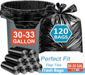 33 Gallon Trash Bags with 4 Innovative Flap Ties 120 Count 1.1 Mil THICK Heavy Duty Compatible with Rubbermaid Brute &amp Winco &amp Behrens 30-33 Gallon Round Trash Can Tear &amp Leak Resistant