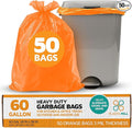 PlasticMill Heavy Duty Trash Bags - Orange Garbage Bags - Plastic Trash Bags - Tall Trash Bags Trash Can Liners - 50-60 Gallon Large Kitchen Trash Bags 3 Mil 38x58 (50-Count)