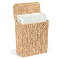 Wicker Trash Can Bathroom Trash Can with Lid 3 Gallon Natural Water Hyacinth Waste Basket with Removable Liner for Bedroom Living Room Toilet Under Sink