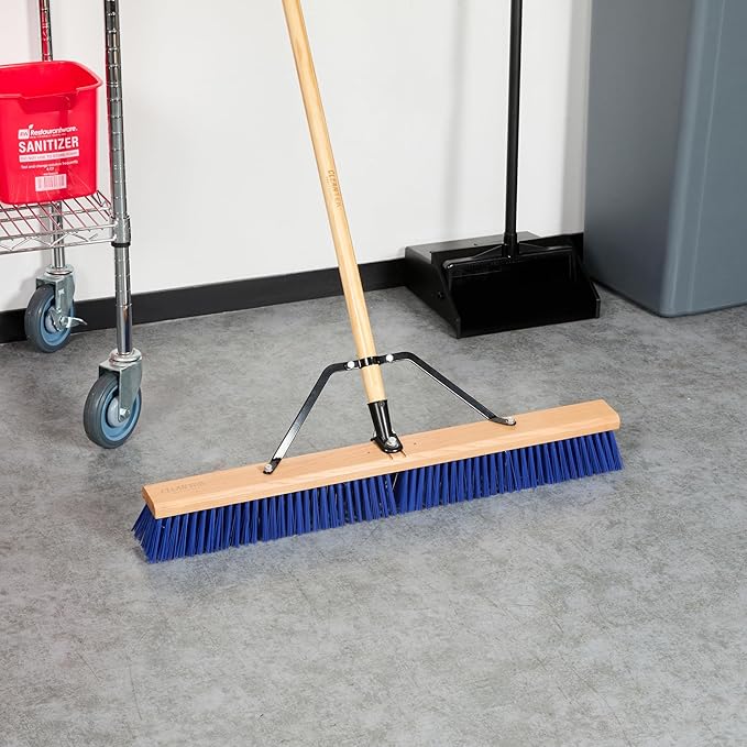 Restaurantware-BROOM HEAD ONLY: Clean Tek Professional 30-Inch Broom Head 1 Heavy-Duty Push Cleaning Tool - Handle And Brace Sold Separately Heavy Plastic Bristles Wooden Commercial Use