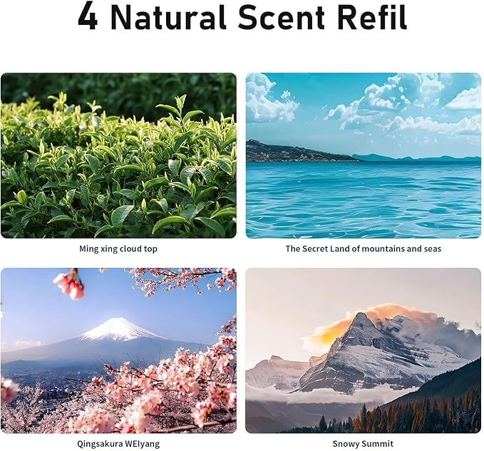 Smart Car Air Freshener with RGB Ambient Light Galaxy Cloud Mist Auto On/Off Built-in Battery Car Aroma Diffuser Home Office (4 Essential Oil Box) Long-Lasting Scent