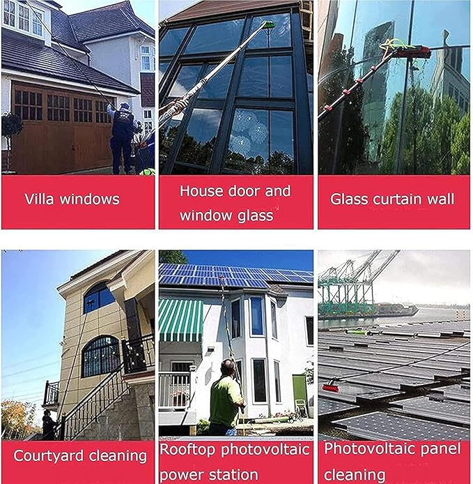 Window Cleaning Pole Water Fed Telescopic Brush Extendable Cleaner Conservatory Roof Cleaning Photovoltaic and Solar Panels Brush Head (Color : 5m/16.4ft Size : 50Cm Brush Head)