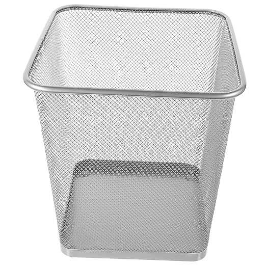 Alipis Square Metal Wastebasket Sturdy Iron Frame Black Mesh Design Trash Can for Home and Office Compact Size for Office Use and Waste Disposal
