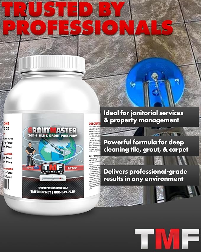 GroutMaster Tile &amp Grout Cleaner – Fast-Dissolving Powdered Solution for Deep Cleaning Concrete Stains Grease &amp Tough Stains Ideal for Residential &amp Commercial Use 6.5 lbs