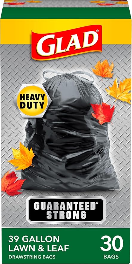 Glad Large 30 Gallon Trash Bags Unscented Heavy Duty Garbage Bags Forceflex with Drawstring 30 Count (Packaging May Vary)