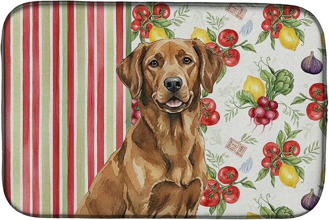 Caroline's Treasures Chesapeake Bay Retriever Vegetables Dish Drying Mat Absorbent Dish Drying Mat Pad for Kitchen Counter Dish Drainer Mat for Countertop 14 x 21 Multicolor