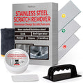 Stainless Steel Scratch Remover Kit Removes Deep Scratches from Sinks Ranges Fridges Stoves &amp Appliances Restores Like-New Finish for Non-Coated Stainless Steel with 3 Pads Compound Handl