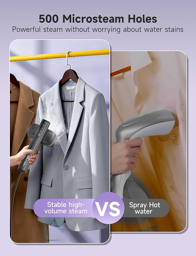 Steamer for Clothes1200W Powerful Portable Steamer Iron15s Fast Heat-up100ml Tank20 Min Continuous Steam Wrinkle Remover for Travel Home Office(Purple)