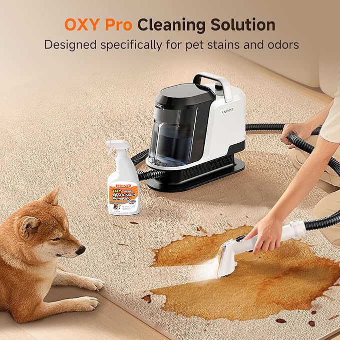 uwant Portable Carpet and Upholstery for Deep Cleaner 18Kpa Carpet Cleaner Machine for Cars Pets with Pet Pro Solution and Self Cleaning Set of 1 for Spot Rug Couch