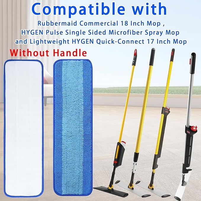 4-Pack Commercial Microfiber Mop Pads | Fits 17 &amp 18 Flat Mops - Reusable Wet/Dry Refills for Hardwood Tile &amp Laminate Floors