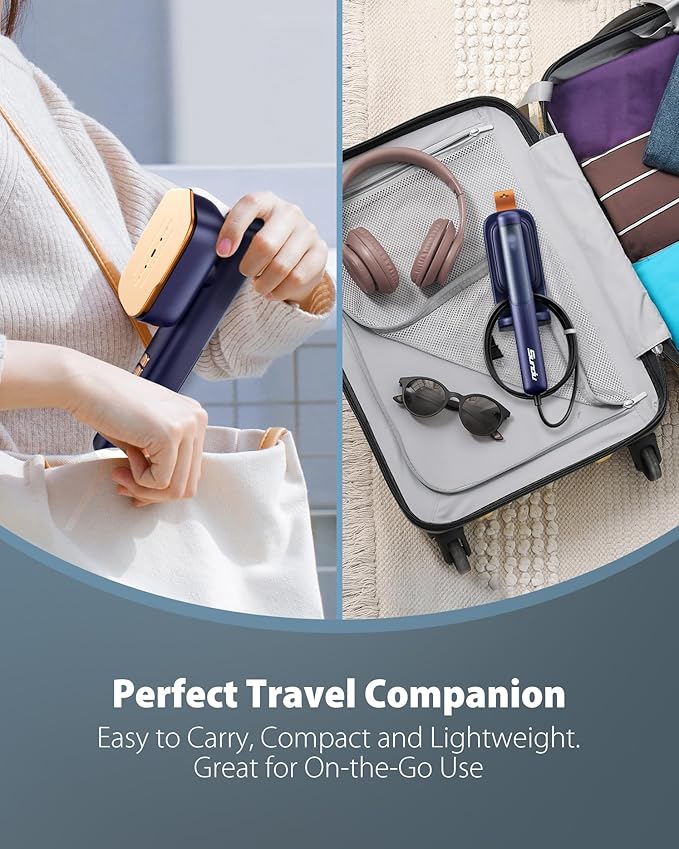 110-240V Travel Steamer for Clothes 1100W Portable 2-in-1 Steamer ＆ Iron 2 In 1 Handheld Garment Steamer Iron Large Ceramic Heat Panel for Home &amp Global &amp Europe Traveling
