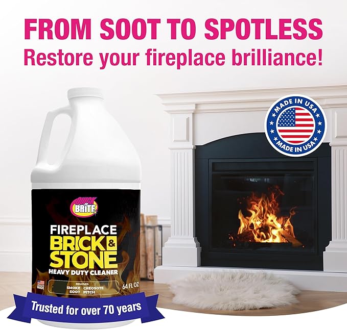Quick 'n Brite Fireplace Gel Cleaner for Brick Stone Rock Tile and Marble Nonabrasive Fireplace Cleaner Made in the USA 64oz
