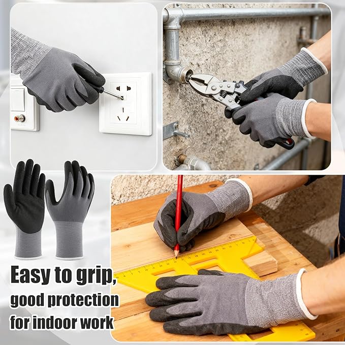 100 Pairs Warehouse Gloves Bulk Safety Work Microfoam Nitrile Coated Seamless Knit Nylon Glove for Men(XL)